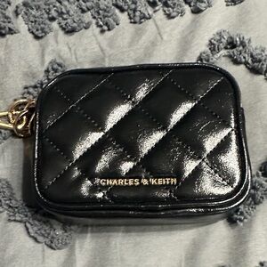 Charles & Keith Glossy Black Quilted Mini Bag
